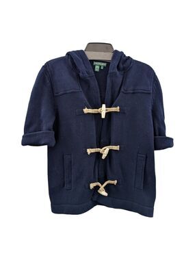 LAUREN Jeans Company nautical inspired navy hooded sweater,size small